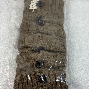 Brown Buttoned Knit Leg Warmers